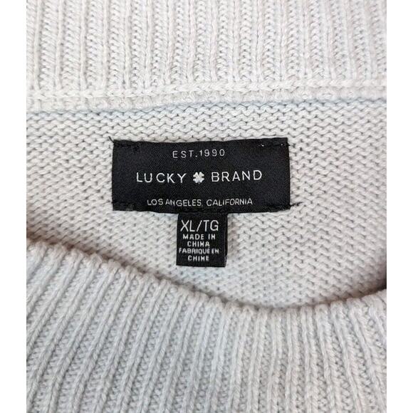 Lucky Brand Black Gray Striped Pullover Knit Long Sleeve Sweater Size XL - Picture 8 of 9